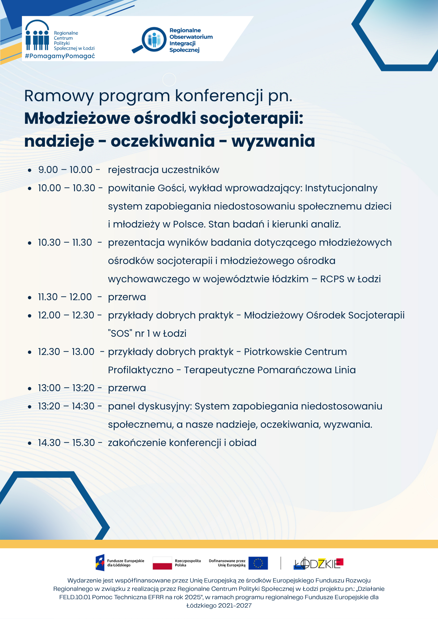 Program konferencji Młodzieżowe ośrodki socjoterapii