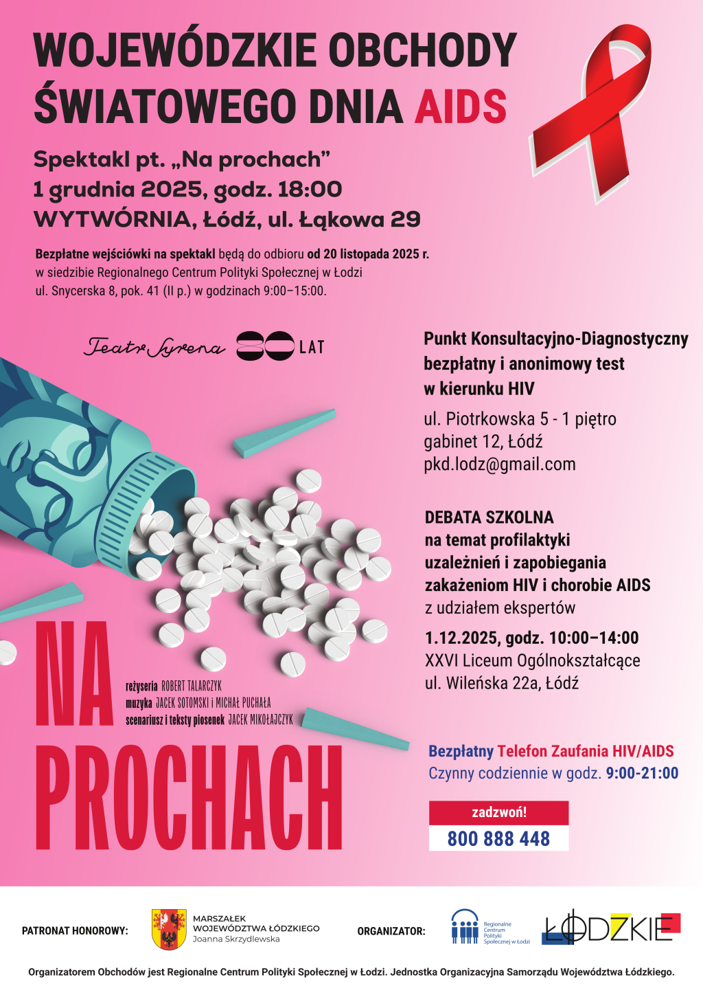 Plakat Wojewódzkie Obchody Światowego Dnia AIDS 1 grudnia 2025 roku