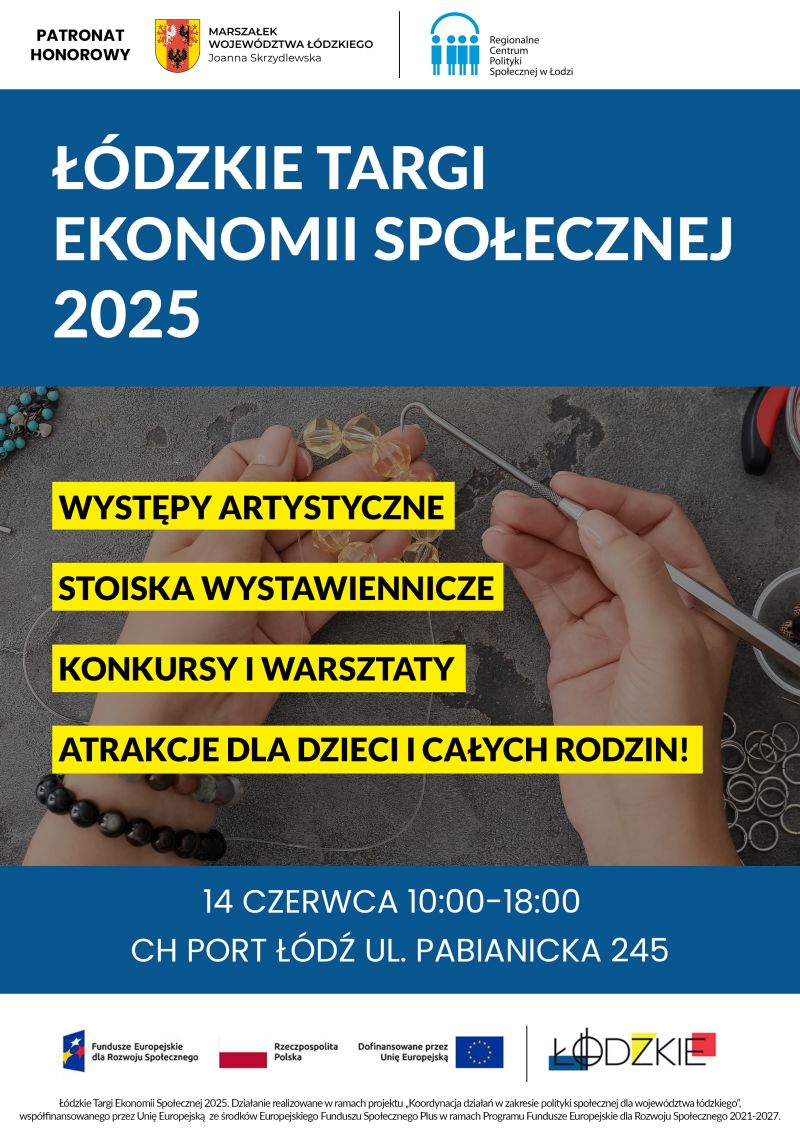 Plakat informacyjny Łódzkie Targi Ekonomii Społecznej 2025
